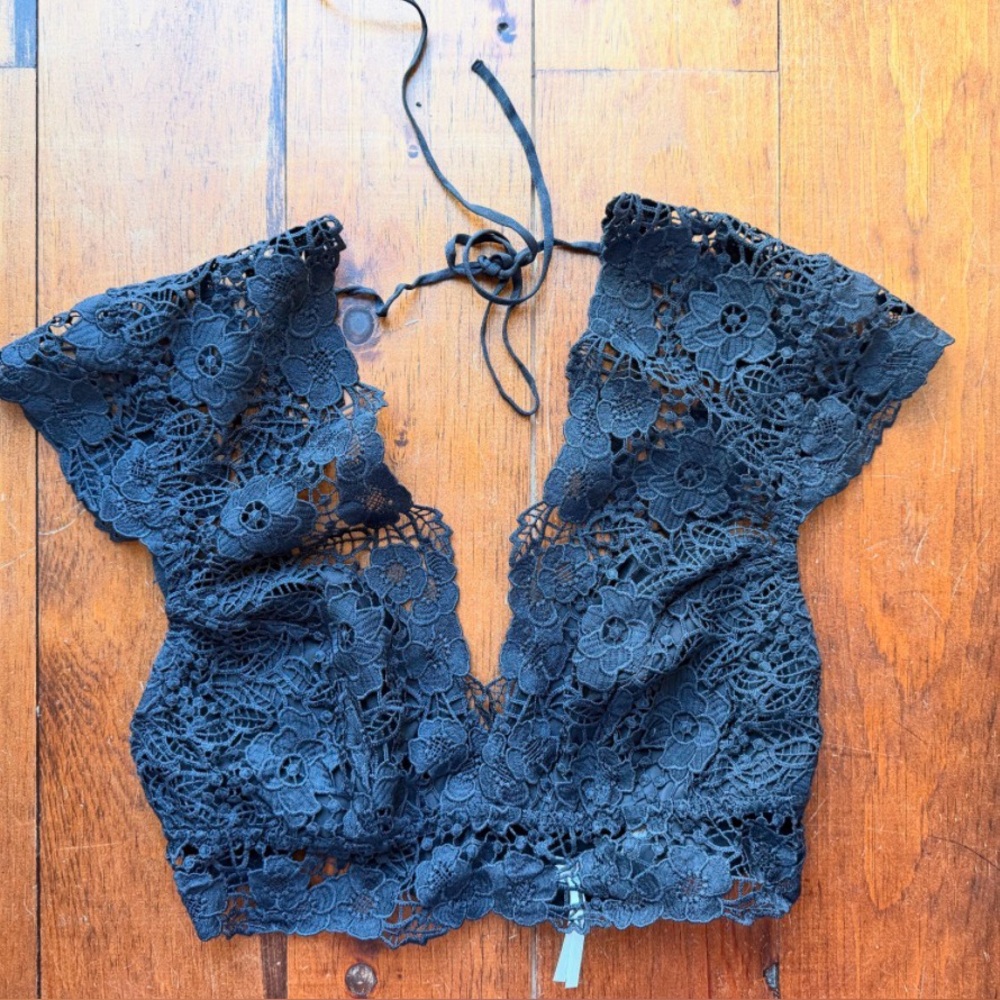 Anthropologie Lace Bustier Top Black Size Large